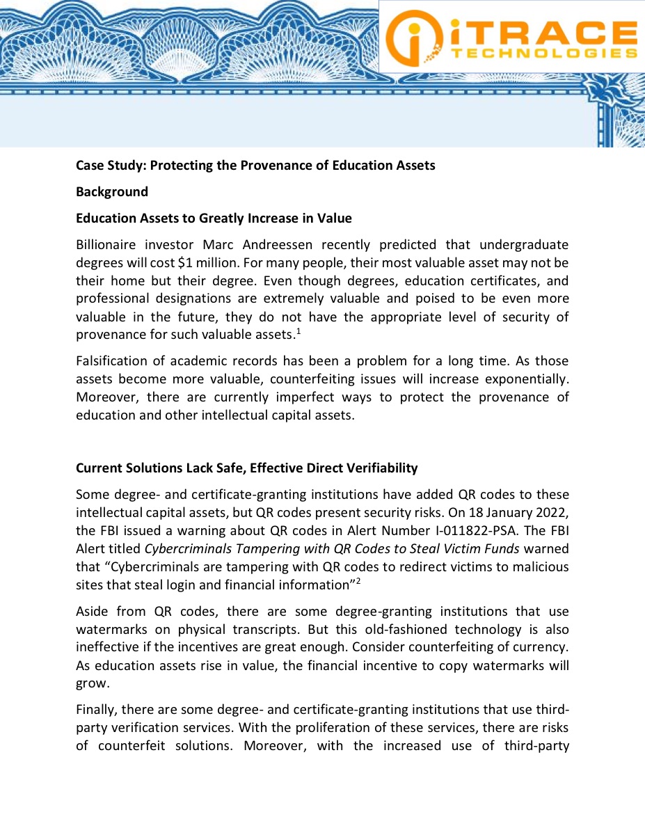 Protecting The Provenance Of Education Assets